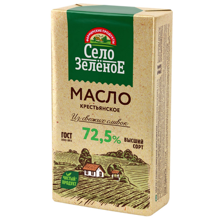 Масло слив Село зеленое 175гр 72,5% в/с ГОСТ 