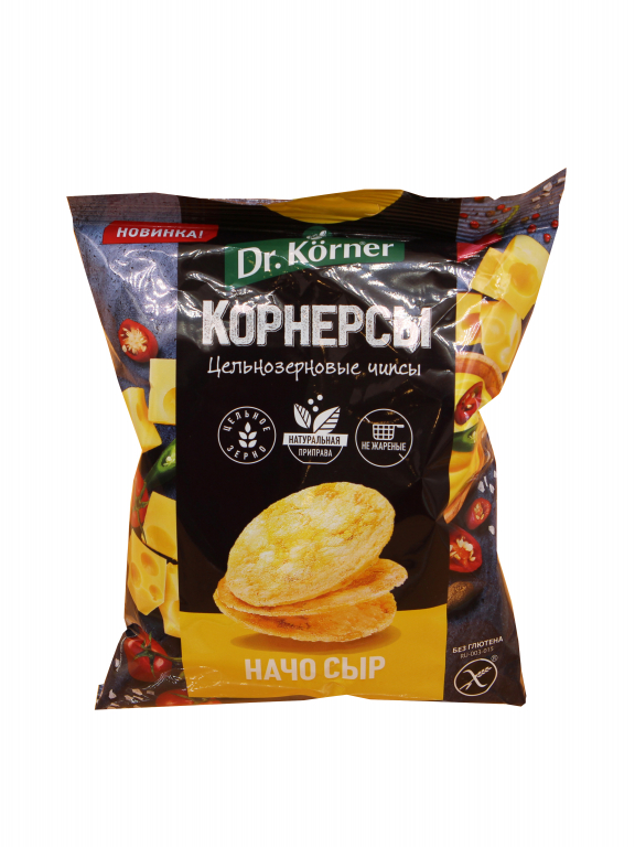 Корнерсы Dr.Korner 50гр цельноз.чипсы с сыром начо