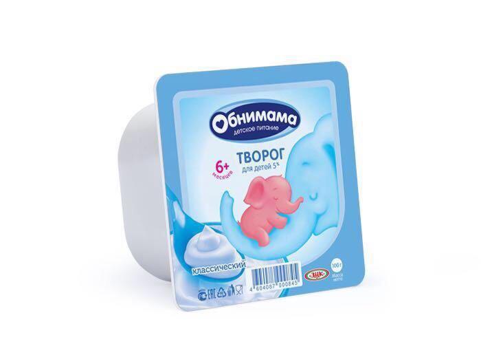Творожок Обнимама 100гр классический 5% ванночка 