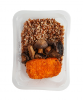 Гречка с куриной котлетой с капустой и грибочками 290г реди ту ит