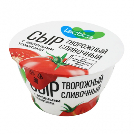 Сыр творожный Lactica 140гр 55% с вялеными томатами 