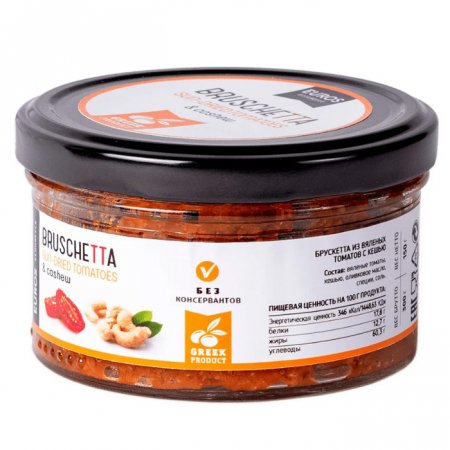 Брускетта из вяленых томатов с кешью Eco Greece 150г ст/б 