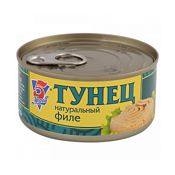 Тунец 5 морей филе в масле 185гр ж/б