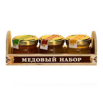 Мед набор 3*40гр липовый/цветоч/гречиш ст/б Башкирские пасеки