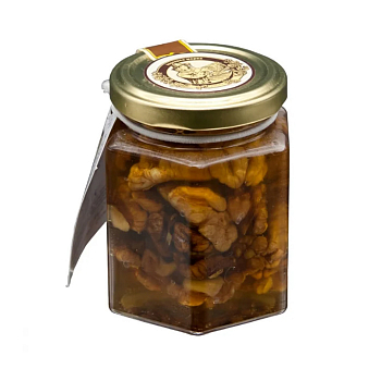 Мед Сотка 220гр цветочный с грецким орехом ст/б Башкирские пасеки