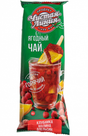 Чай Чистая линия замороженный на палочке 50г клубника/малина/апельсин