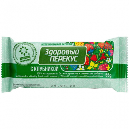 Батончик Здоровый перекус 55гр клубника