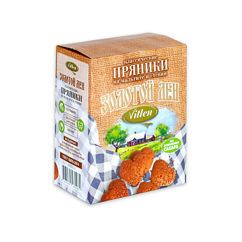 Пряники Золотой лен с кусочками апельсина со стевией 150гр