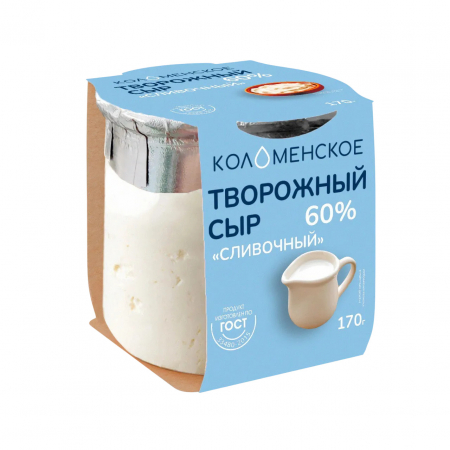Сыр творожный Коломенский 170гр сливочный 60% стекло