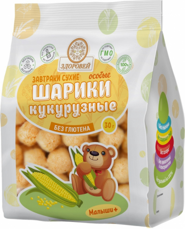 Шарики Здоровей кукурузные 30гр без глютена
