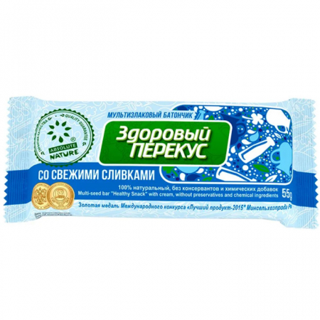 Батончик Здоровый перекус 55гр топленые сливки