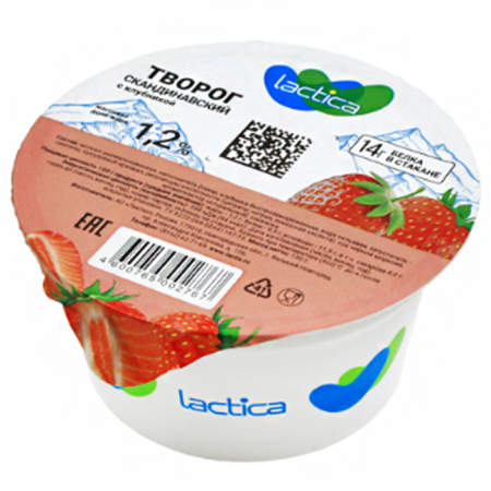 Творог Lactica скандинавский 150г клубника 1,2% 