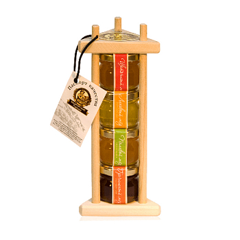 Мед набор пирамида 4*40гр ст/б цветочный/липовый/гречишный Башкирские пасеки