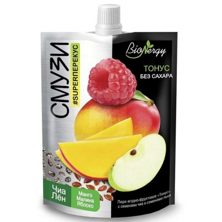Смузи BioNergy 120г манго/малина/яблоко/чиа/лен без сахара