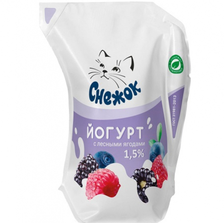 Йогурт Снежок питьевой 1,5% 260гр лесные ягоды