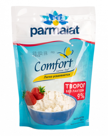 Творог Пармалат 260г 9% безлактозный дой-пак