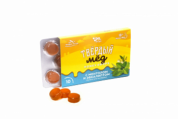 Твердый мед 30гр ментол/эвкалипт 10шт HoneyWay