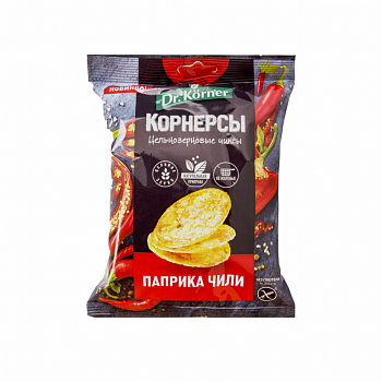 Корнерсы Dr.Korner 50гр цельноз.чипсы кукурузно-рисовые паприка/чили без глютена