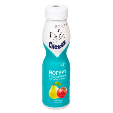 Йогурт Снежок питьевой 1,5% 260гр яблоко/груша