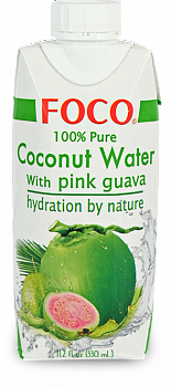 Вода кокосовая Foco 0,33л розовая гуава т/пак