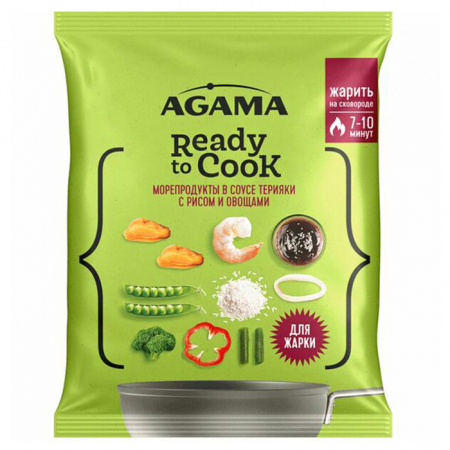 Морепродукты в соусе терияке с рисом и овощами с/м ready to cook 320г Agama