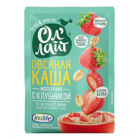 Каша овсяная Оллайт 40гр молочная с клубникой 