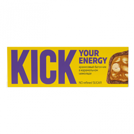Батончик KICK energy 45гр арахисовый в карамельном шоколаде