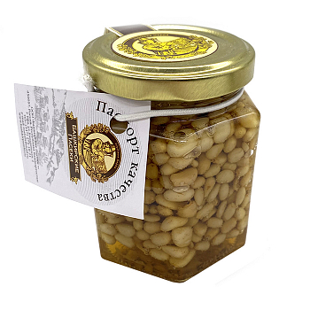 Мед Сотка 220гр цветочный с кедровым орехом ст/б Башкирские пасеки