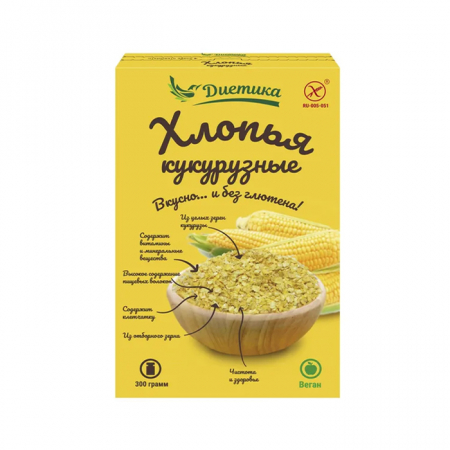 Хлопья кукурузные 300гр Диетика 