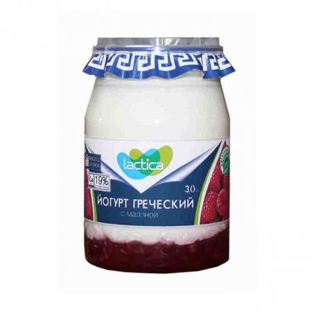 Йогурт Lactica греческий малина 190гр 3% 