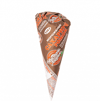 Мороженое Чистая линия Сахарный рожок 110гр ваф/рожок шоколадный 