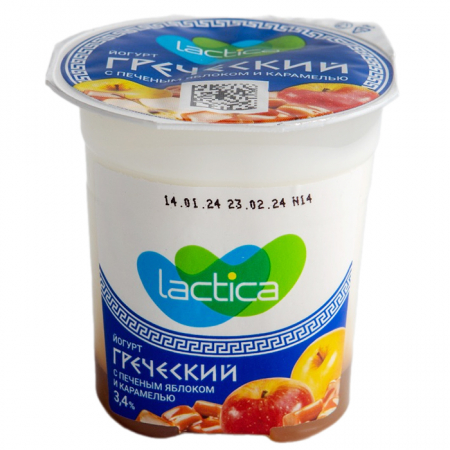 Йогурт Lactica греческий 120г печеное яблоко/карамель м.д.ж. 3,4%