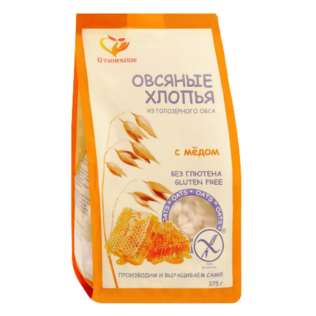 Хлопья овсяные Сташевское 375гр без глютена с медом
