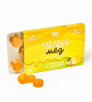 Твердый мед 30гр лимон/имбирь 10шт HoneyWay