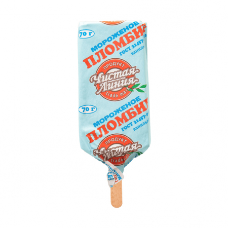 Мороженое Чистая линия Пломбир ванильный 70гр эскимо 