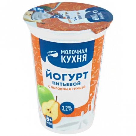 Йогурт Молочная кухня 240гр 3,2% яблоко/груша пл/ст